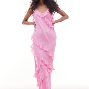 LoveShackFancy Pink Ruffle Maxi Dress